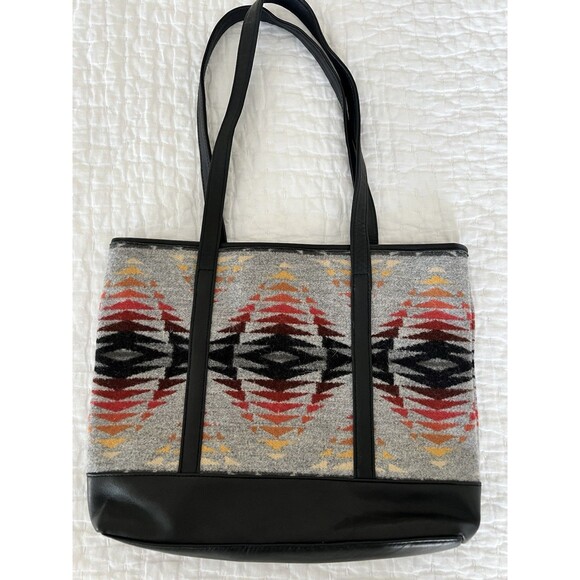 Pendleton Tote Bag Gray Aztec Print EUC - Picture 1 of 10